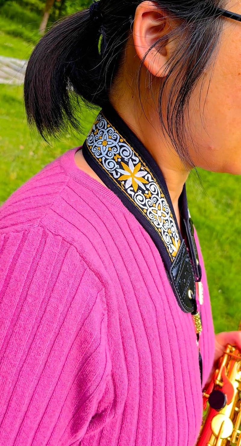 lightstar Store IRIN Embroidery Saxophone Neck Strap - (Comfort, Breathable, Metal Swivel Snap Hook) Sax Neck Strap for Alto Tenor - Image 4